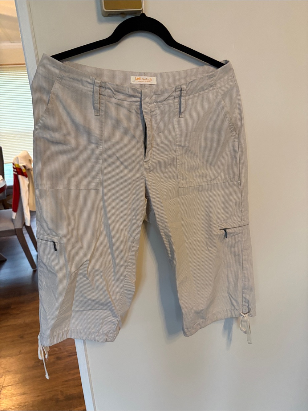 Lee Women's Light light Khaki/grey  Pinstripe Cargo Bermuda Shorts